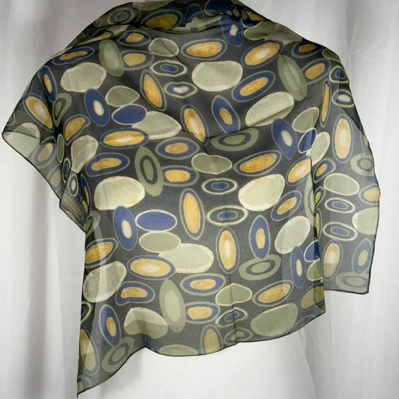 NWT Elaine Gold Elegant Abstract Geometric Multicolor Scarf - Picture 6 of 6